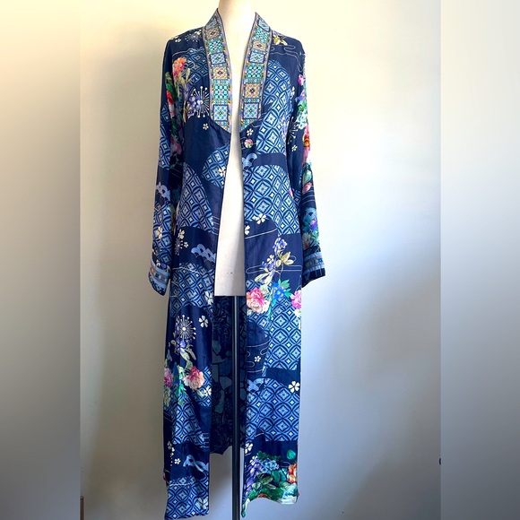 Johnny Was FANNY TOVE Embroidered REVERSIBLE Belted SILK KIMONO Robe sz MED NWT - Picture 12 of 14
